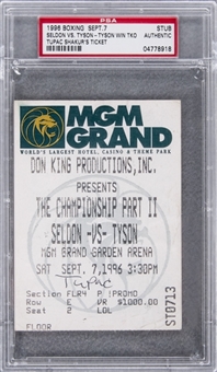 1996 Tupac Shakurs Personal Ticket Stub to Seldon vs. Tyson Boxing Match - The Night He Was Murdered- (PSA/DNA) 